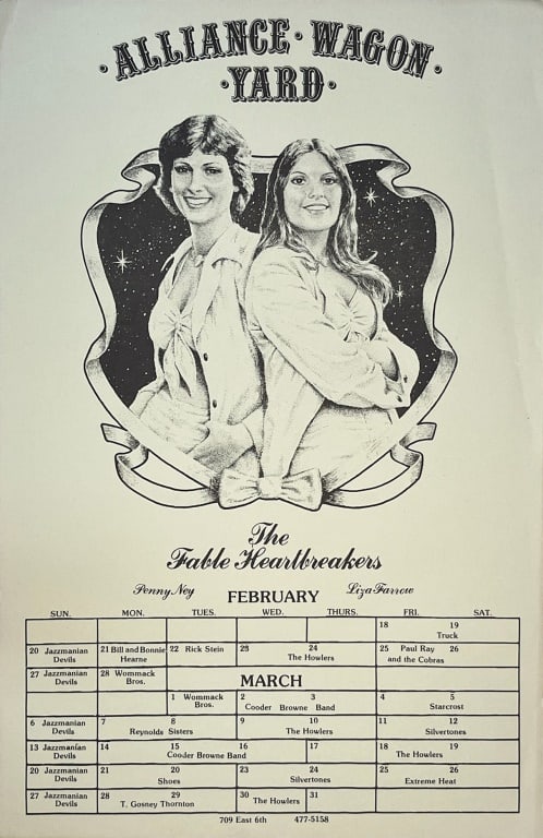 Alliance Wagon Yard Calendar Poster: "The Fable Heartbreakers" Original poster from the personal collection of the artist Rick Turner.
