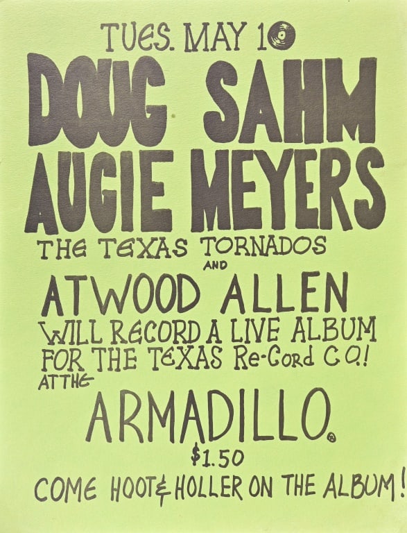 Armadillo World HQ Texas Tornados Handbill-Rare (1 of 1)