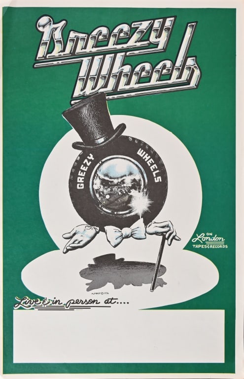 Greezy Wheels Live Poster by Micael Priest '76: 11" x 17". Original poster from the collection of Armadillo Willy Rader.