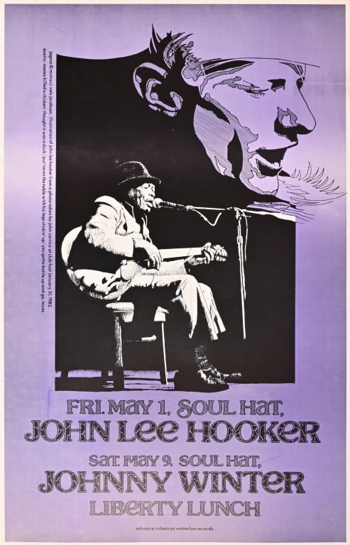 Liberty Lunch John Lee Hooker/Johnny Winter Poster (1 of 1)