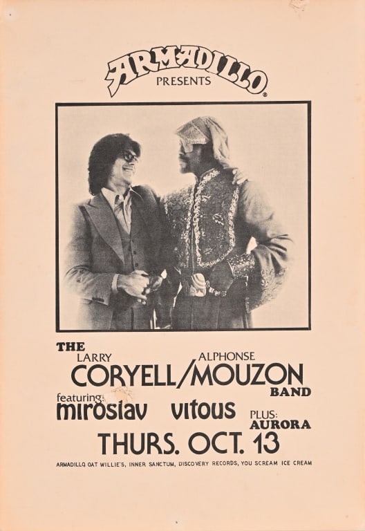 Armadillo World HQ Poster: The Larry Coryell / Alphonse Mouzon Band. 11" x 16".