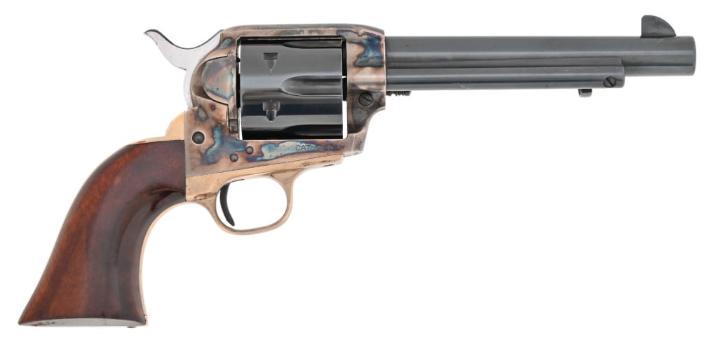American Arms/Uberti SAA .44 Magnum Revolver: S/N 99885. Case hardened frame, 5 1/2" blued finish barrel. Very good condition action and bore, minor handling marks cosmetically. Modern