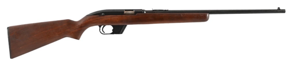 Winchester Model 77 Semi-Automatic .22 LR: S/N 176162. 22" barrel, 10 shot magazine. Cocking piece has been replaced by a nut, otherwise a very nice rifle. Modern.