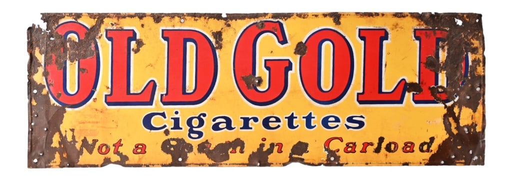 Old Gold Cigarettes Porcelain Advertising Sign: 12x36
