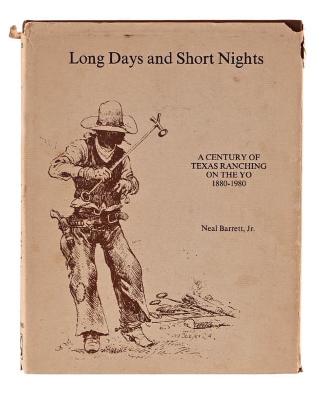 Charles Schreiner III Inscribed Y-O Ranch Book: "Long Days and Short Nights, A Century Of Texas Ranching On The YO,1880-1980." Inscribed to Chet Downs, by Charles Schreiner III, 5/22/1989. First Edition, Y-O Press 1980, illustrated by Joe Beeler.