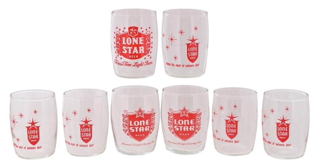 Lone Star Beer Barrel Tasting Glasses: Circa 1950's-1960's.