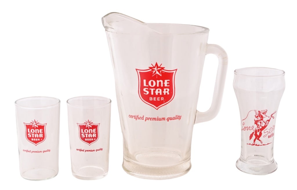 Lone Star Beer Vintage Pitcher & Glassware: Lone Star Beer Vintage Pitcher & Glassware