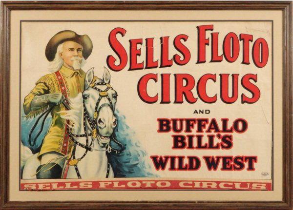 Buffalo Bill Sells Floto Circus Poster: From 1914-1915 While Buffal Bill's Wild West Show was part of the Sells Floto Circus. Lithogrpahed Poster 32 x 45.