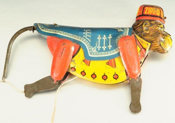 Marx Zippo Monkey Tin Litho String Toy: 8-1/2" L.