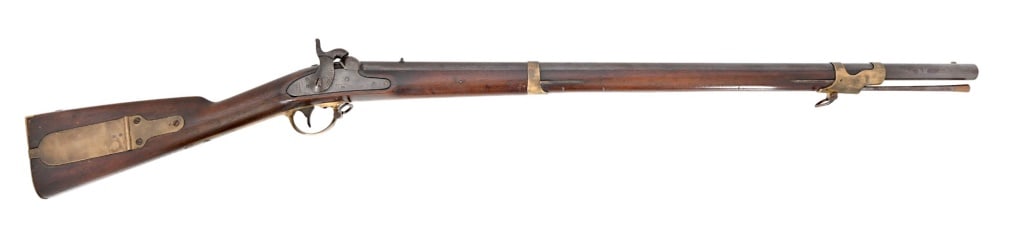 E. Whitney U.S. Model 1841 Mississippi Rifle: Dated 1851, 33" barrel has Whitworth rifling .58 cal. Lock plate marked: "E. Whitney, N. Haven, 1851, US". Barrel is marked: "US, JPC". Working action, brown patina finish, stock has small crack in ba