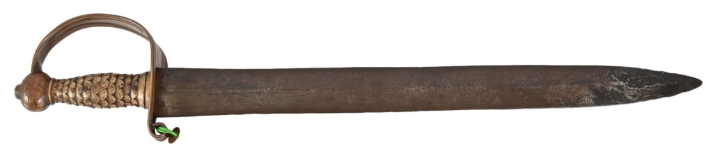 Confederate Civil War Short Sword w/ Guard: Blade measures 21" in length, brass guard over handle. Overall length 26.5"