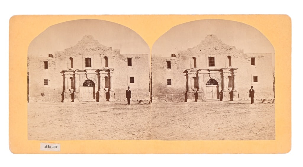 Alamo Mission San Antonio Stereograph Card: Photographer A.V. LaTourette. 3.5 x 7