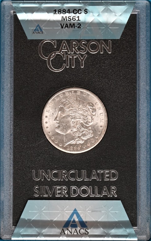 1884 CC Silver Dollar $1 MS61 VAM-2 Coin: 1884 CC Silver Dollar $1 MS61 VAM-2 Coin