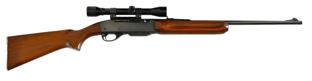 Remington 740 .30-06 Rifle: SN 37565. Woodmaster 22" barrel. Good condition with Redfield 4x scope. Modern.