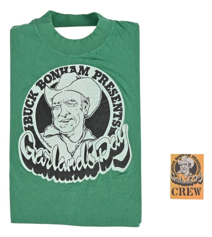 Willie Nelson Honeysuckle Rose Crew Shirt & Pass: Very Rare from Willie Nelson "Honeysuckle Rose" Movie, "Garland's Day" Stage Crew t-shirt and Crew Pass. From the collection of longtime Willie Nelson artist, Steve Brooks. Size large