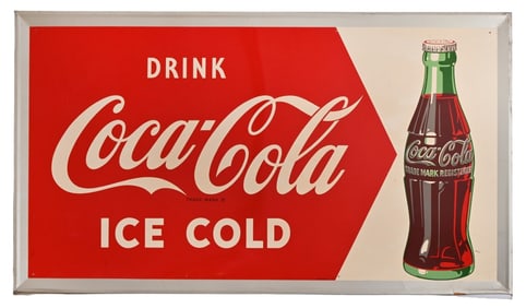 Coca-Cola Large Tin Advertising Sign c.1950