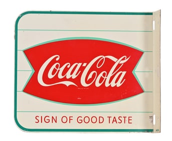 Coca-Cola "Fishtail" Porcelain Flange Sign