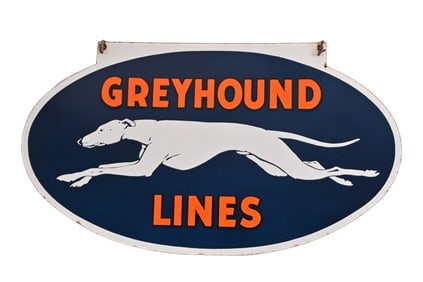 Greyhound Lines Double-Sided Porcelain Sign