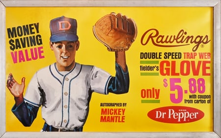 Dr Pepper Mickey Mantle Baseball Glove Sign