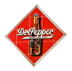 Vintage Dr Pepper Red Brick Bottle Diamond Sign