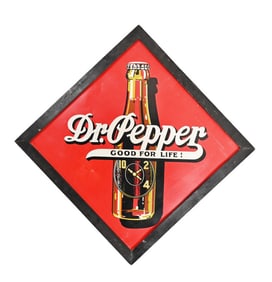 Vintage Dr Pepper Framed Diamond Sign