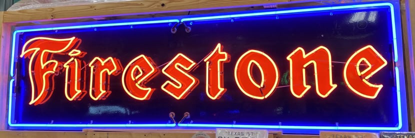 Firestone Neon Over Porcelain Sign