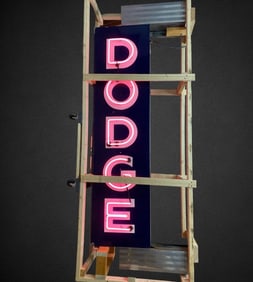 Original Dodge Dealership Neon Over Porcelain Sign