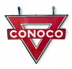 Conoco 48" Porcelain Gas Station Sign & Frame