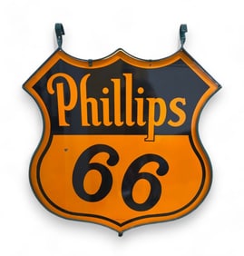 Phillips 66 Porcelain Sign in Bracket