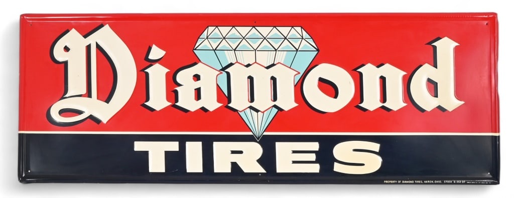 Diamond Tires Embossed Tin Advertising Sign (1 of 5)