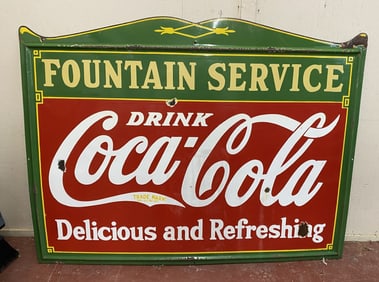 Coca Cola Fountain Service Porcelain Sign