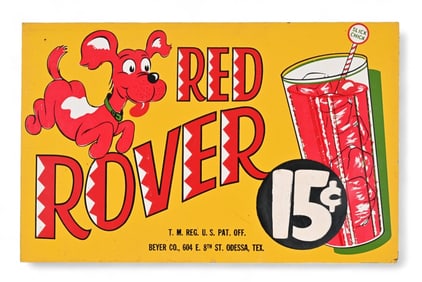 Red Rover Soda Texas Advertising Masonite Sign
