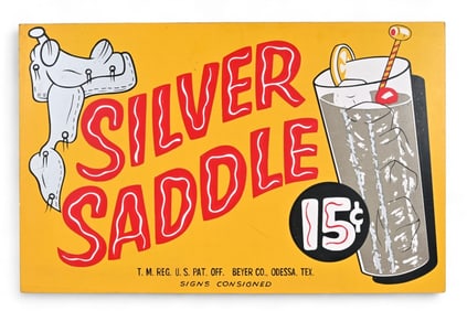 Silver Saddle Soda Texas Advertising Masonite Sign