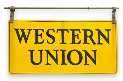 Western Union Porcelain Sign With Hanger