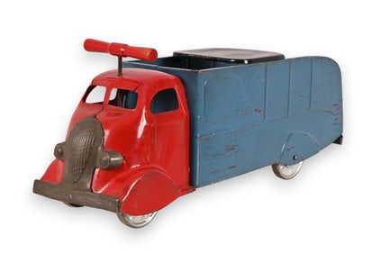 Vintage Ride On Pressed Steel Toy Delivery Truck