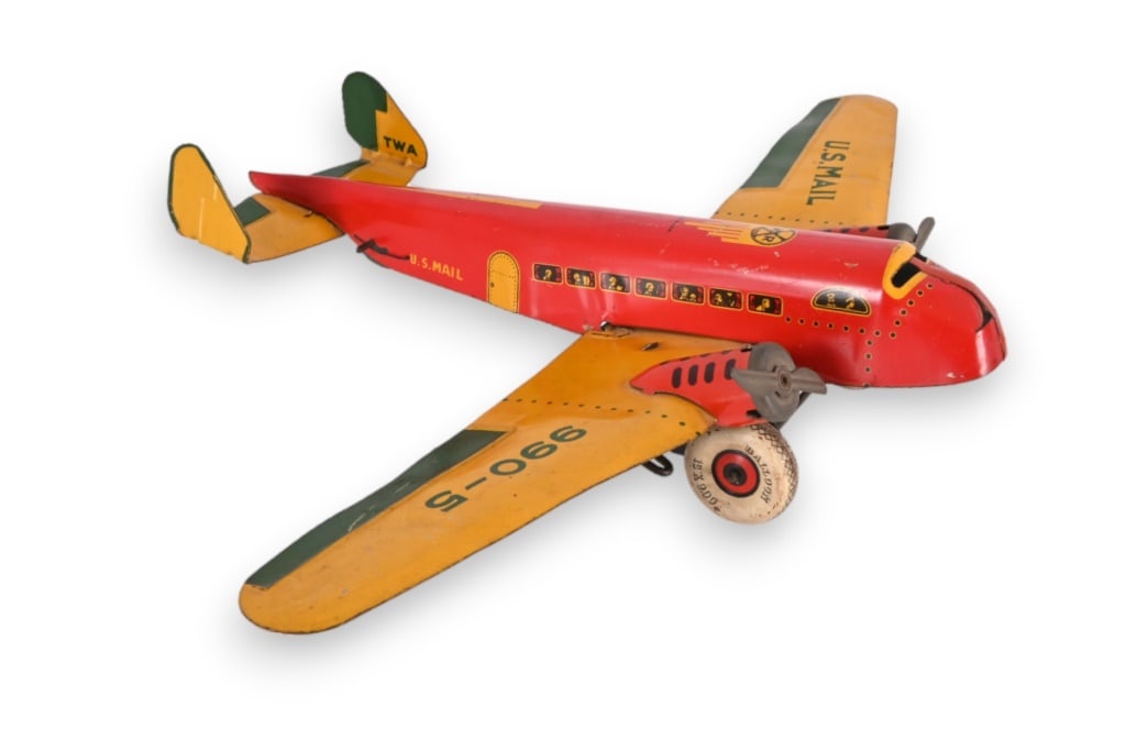 Marx Toys Wind Up Tin US Mail Airplane (1 of 6)