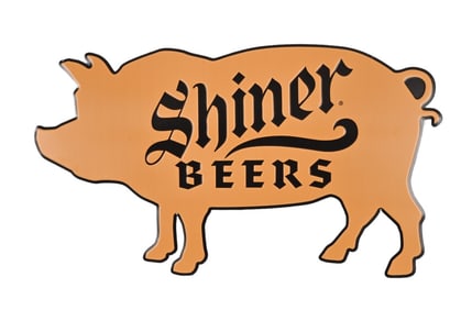 Shiner Beer Advertising Pig Tin Sign