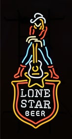 Lone Star Beer Cowgirl Neon Sign NOS