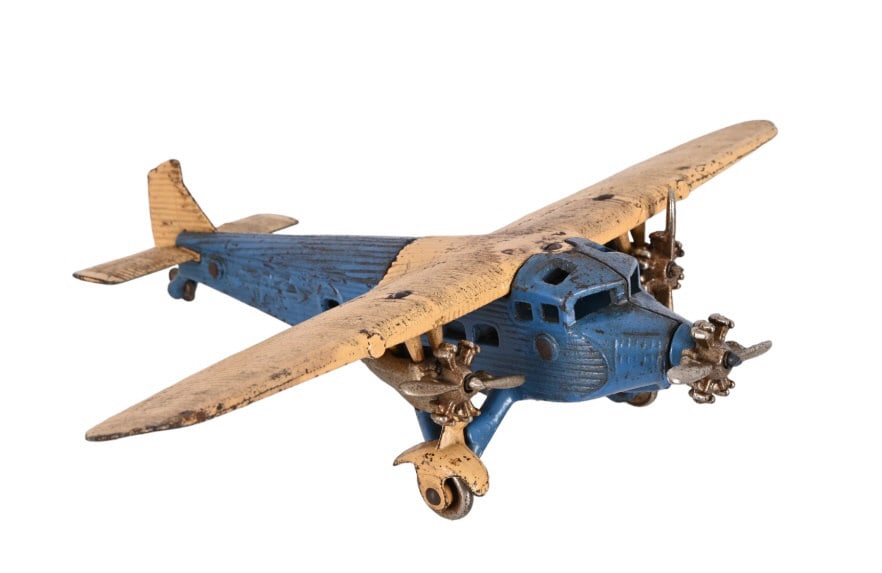 Kilgore Cast Iron TAT Tri-Motor Airplane: 13.5" x 11" x 3.25".