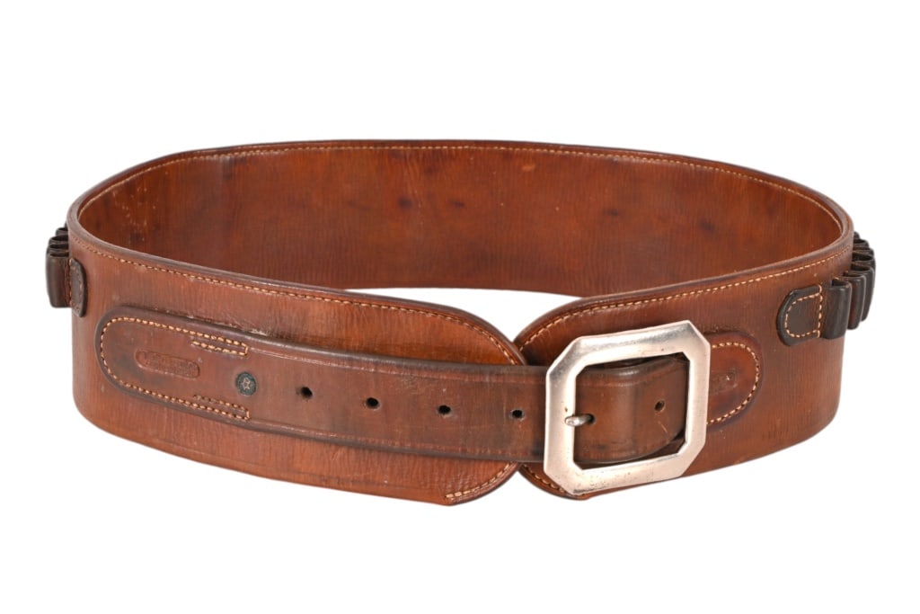 Rare F.A. Meanea Cheyenne Wyoming Marked Gun Belt: Scarce excellent original condition gun belt, made by F.A. Meanea, Cheyenne, Wyoming. 42" x 3 1/8".
