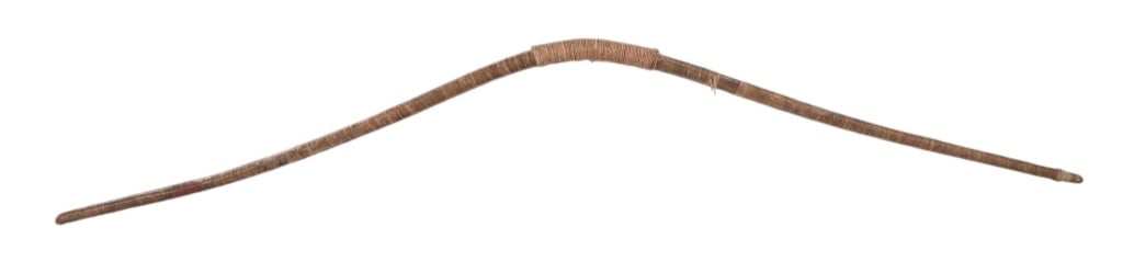 Rare Two Piece Elk Horn Indian Bow: Two-piece construction of wood inlayed inside an Elk horn, then sinew wrapped. Bow measures 44" in length.
