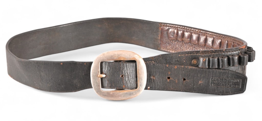 Otto F. Ernst Wyoming Marked Scarce Black Gun Belt: Marked Otto F. Ernst, Sheridan Wyoming. 2" x 43"