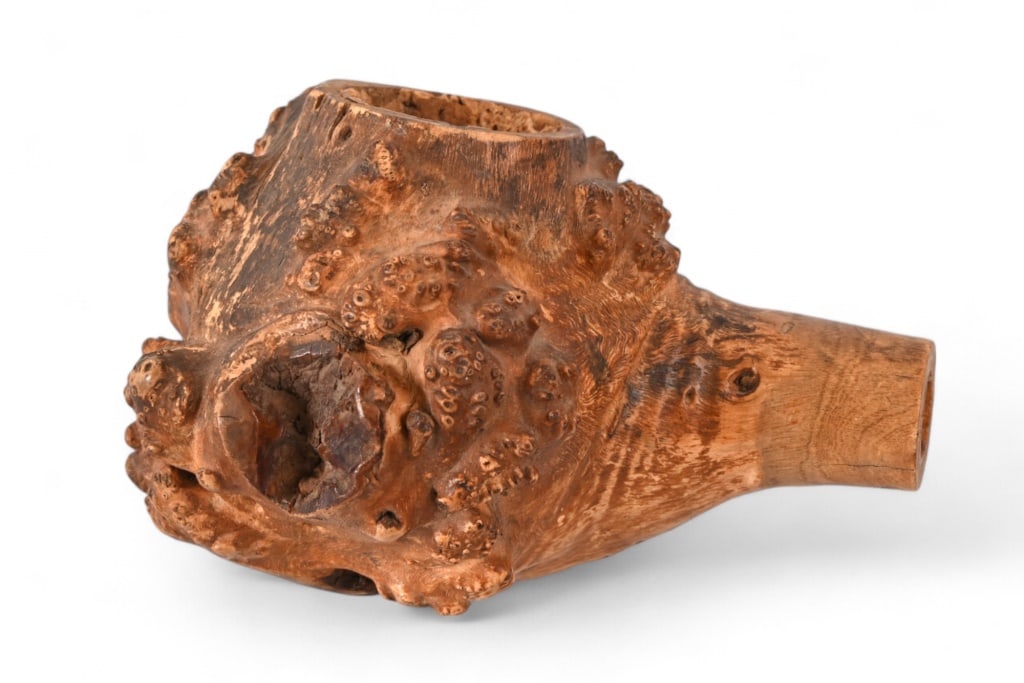 Indian Burl Pipe Bowl: Likely maple burl. 3" x 3.5" x 4.5"