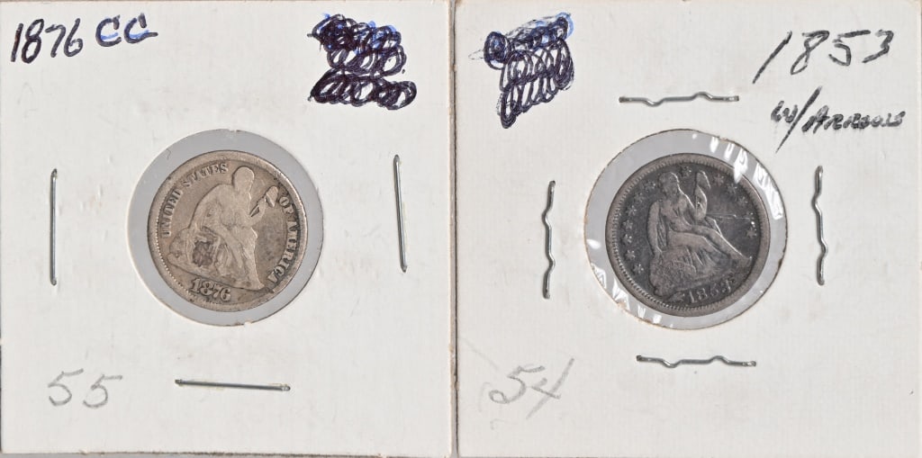 1853 & 1877-CC Seated Liberty Dimes: 1853 & 1877-CC Seated Liberty Dimes
