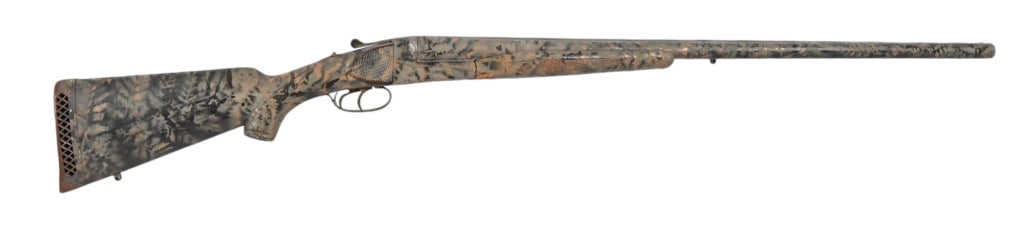Richland Arms Double Barrel 10 Ga. Shotgun: SN 14146. 32" full choke barrels, good bores. Made in Spain for Richland Arms. Camo paint job. Modern.