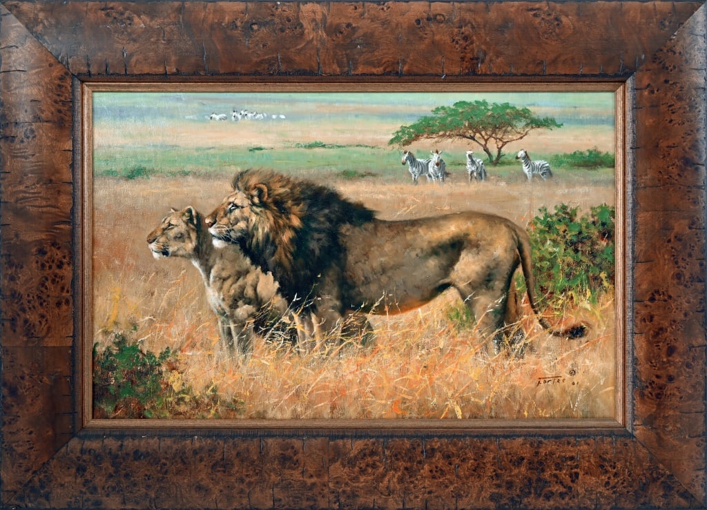 Eric Forlee "The Horizon" Oil On Canvas, 2001: 21" x 13'. Frame measures 23" x 28".