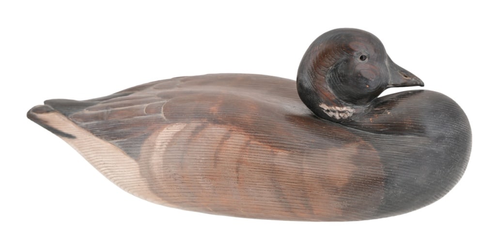 Burns Signed Carved Duck Decoy: By Dr. Bill Burns. Solid. 6 1/2" x 8" x 16".