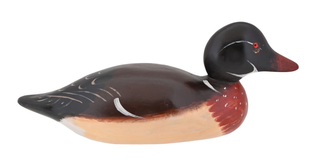 Mason Wood Duck Decoy: Solid. 5 1/2" x 6 1/2" x 15". Mason Factory, Detroit, Michigan.