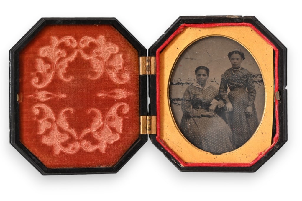Molly and Eliza Brown Cased Daguerreotype Photo: From the John Coffee Hays, Applewhite-Clark Collection. Image of Molly and Eliza Brown, daughters of Eliza and Henry Brown, beloved Hays' family servants. Cased 3.25" x 3.75"