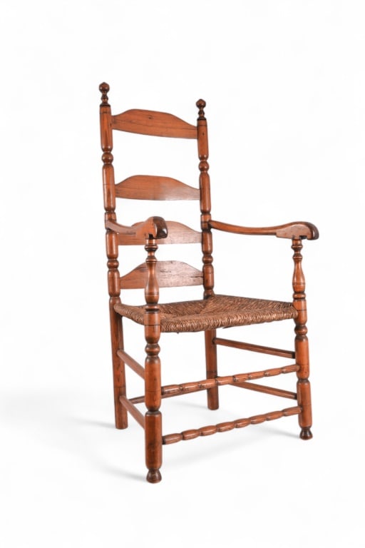 Antique Oak & Wicker Bottom Chair: 23" x 24" x 27"